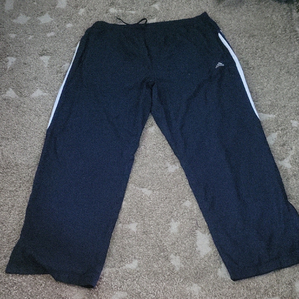ADIDAS Navy Blue Athletic Clima Proof Pants with Classic White Stripes 2XL